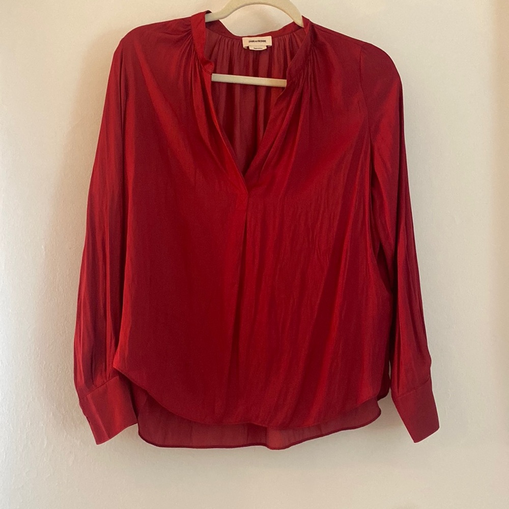 Red Tink Satin Blouse